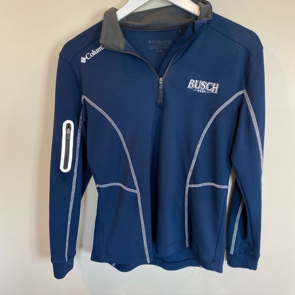 Columbia Busch Beer 1/4 Zip Pullover Blue Medium Golf - Picture 1 of 5